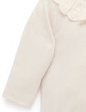 Purebaby - Ruffle Pointelle Long Sleeve Bodysuit - Cloud