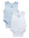 Purebaby - Rib Bodysuit 2 Pack - Pale Blue