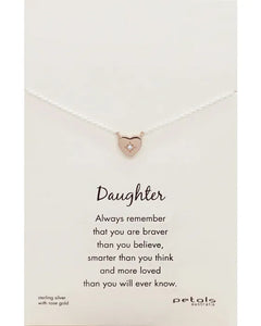 Heart Necklace With Cubic Zirconia Necklace - Sterling Silver with Rose Gold