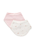 Purebaby - 2 Pack Essential Dribble Bib - Vanilla Blossom