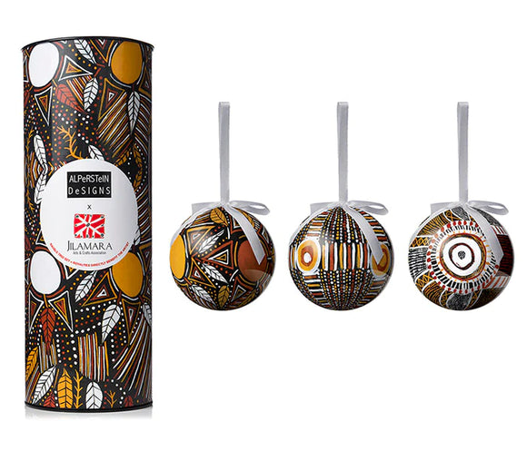 Alperstein Designs - 3 Pack Cylinder Christmas Baubles - Jilamara