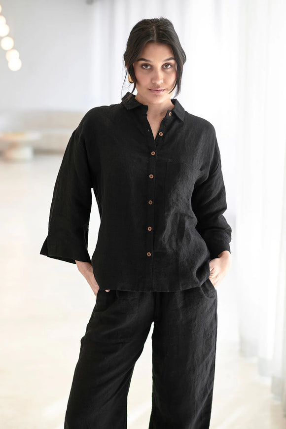 Eadie Lifestyle - Fundamental Linen Shirt - Black