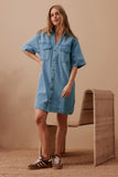 Ceres Life - Sammy Relaxed Shirt Dress - Indigo Stripe