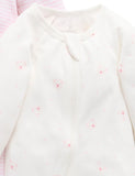 Purebaby - 2 Pack Zip Growsuit - Pale Pink Bear