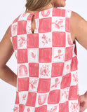 Foxwood - Biarittz Top - Crimson Print