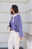 Ceres Life - Beau Long Sleeve Slouchy Tee - Washed Navy / Pink Clay