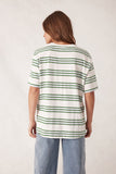 Ceres Life - Stevie Slouchy Tee - Vanilla / Green Retro Stripe
