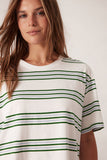 Ceres Life - Stevie Slouchy Tee - Vanilla / Green Retro Stripe