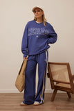 Ceres Life - Isla Oversized Slouchy Crew - Washed Navy White Heritage Logo