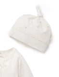 Purebaby - Zip Growsuit & Hat Set - Vanilla Bear