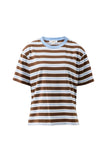 Ceres Life - Stevie Slouchy Tee - Cocoa / Sky Blue Stripe