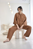 Eadie Lifestyle - Wide Leg Linen Pant - Nutmeg