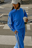 Ceres Life - Sasha Sporty Slouchy Crew - Marine Blue Side Stripe