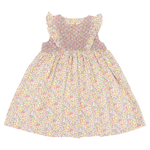 Korango - Frill Smocked Dress - Yellow Floral