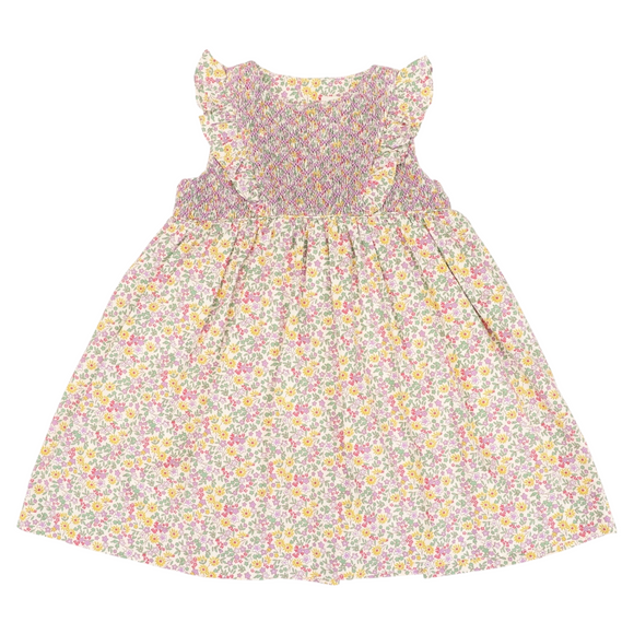 Korango - Frill Smocked Dress - Yellow Floral