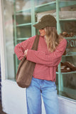 Ceres Life - Beau Long Sleeve Slouchy Tee - Mulberry/Red/Stone