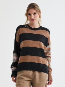 LD & Co - Lambswool Stripe Crew - Mid Night