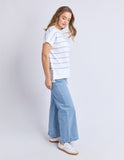 Foxwood - Allison Stripe Tee - White/ Sky Blue Stripe