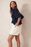 Ceres Life - Esther Denim Patch Pocket Shorts - Eggshelf