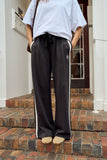 Ceres Life - Gigi Wide Leg Terry Trackpant - Phantom Side Stripe