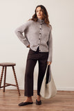 Ceres Life - Riley Funnel Neck Tab Cardi - Taupe Marle