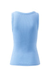 Ceres Life - Contour Rib Scoop Neck Tank - Powder Blue Monogram