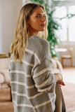 Ceres Life - Lila Oversized Knit Crew - Grey Marle Stripe