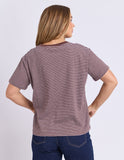 Foxwood - Hutch Stripe Tee - Chocolate / White Stripe