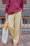 Ceres Life - Gigi Wide Leg Terry Trackpant - Butter Washed Burgundy Side Stripe