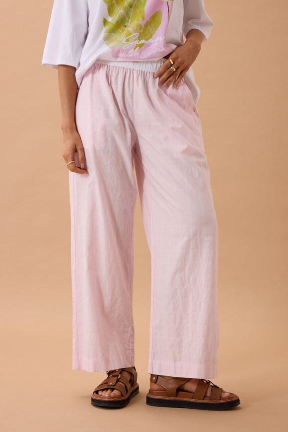 Ceres Life - The Lounge Pant - Pink Faint Check