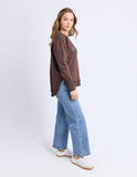 Foxwood - Simplified Metallic Crew - Coffee/Light Blue