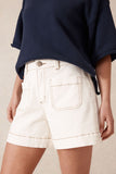 Ceres Life - Esther Denim Patch Pocket Shorts - Eggshelf