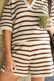 Ceres Life - Molly Textured Knit Short - Choc Stripe