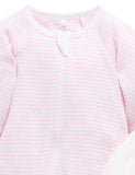 Purebaby - 2 Pack Zip Growsuit - Pale Pink Bear