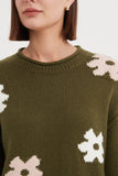 Tirelli - Flower Contrast Knit - Dark Moss