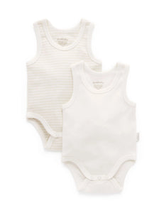 Purebaby - Rib Bodysuit 2 Pack - Wheat Pack
