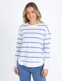 Foxwood - Farrah Stripe Long Sleeve Top - White/ Cornet Blue Stripe