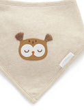Purebaby - Owl Bandana Bib - Oatmeal Melange