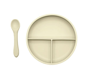 O.B Designs - Suction Divider Plate & Spoon Set - Coconut