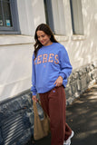 Ceres Life - Isla Oversized Slouchy Crew - Vintage Blue / Pink Clay / Burnt Toffee Heritage