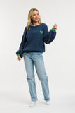 Urban Luxury - Heart Jumper - Blue/Green