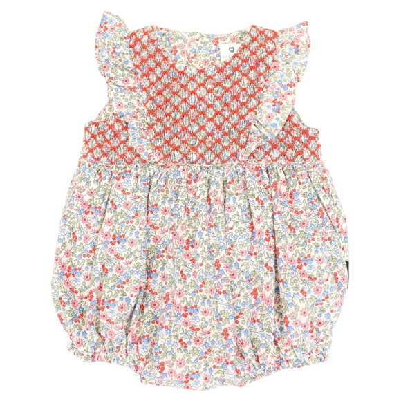 Korango - Floral Smocked Sunsuit - Red Floral