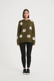 Tirelli - Flower Contrast Knit - Dark Moss