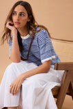 Ceres Life - Nina Boxy Knit Tee - Summer Blue Stripe