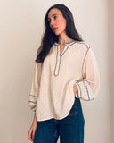 Marie Louise de Monterey - Amelie Feather Stitch Top - Ecru