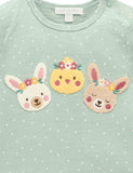 Purebaby - Bunny Friends Tee - Sage Mini Spot