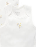 Purebaby - 2 Pack Singlet Bodysuit - Vanilla Wattle Bee Pack