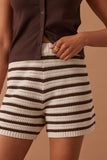 Ceres Life - Molly Textured Knit Short - Choc Stripe