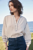 Marie Louise de Monterey - Amelie Feather Stitch Top - Ecru