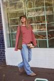 Ceres Life - Beau Long Sleeve Slouchy Tee - Mulberry/Red/Stone